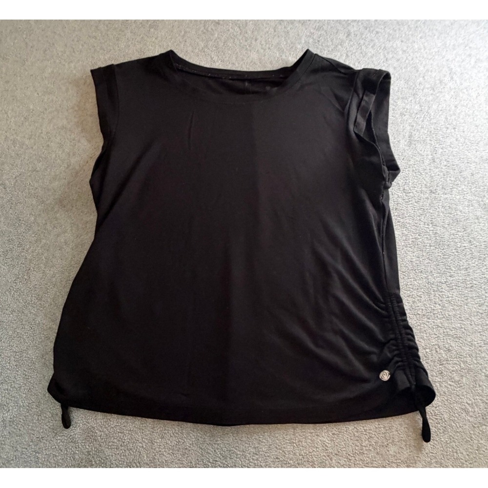 Apana Womens Black Sleeveless Activewear Top Side Ruched Cinched Yoga Shirt S